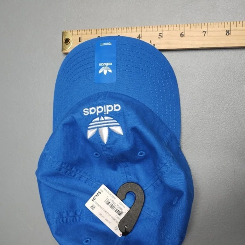 adidas Baseball Cap Youth Blue‎ 100% Cotton Relaxed Fit Adjustable Strapback Hat